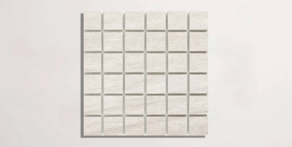 Nasco Stone + Tile Basaltico White 2" x 2" porcelain mosaic tile.